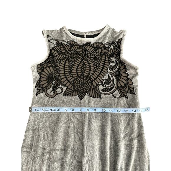 Yigal Azroul Gray Black Dressy Emo Goth Vamp Velvet Sleeveless Dress Size 10 - Picture 12 of 13